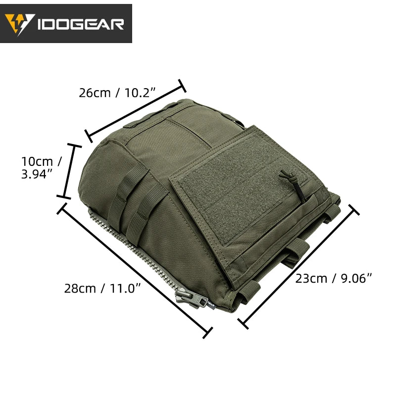 IDOGEAR Tactical Panel Zip on Pouch Backpack Plate Carrier Bag for CPC AVS JPC2.0 Vest 3531