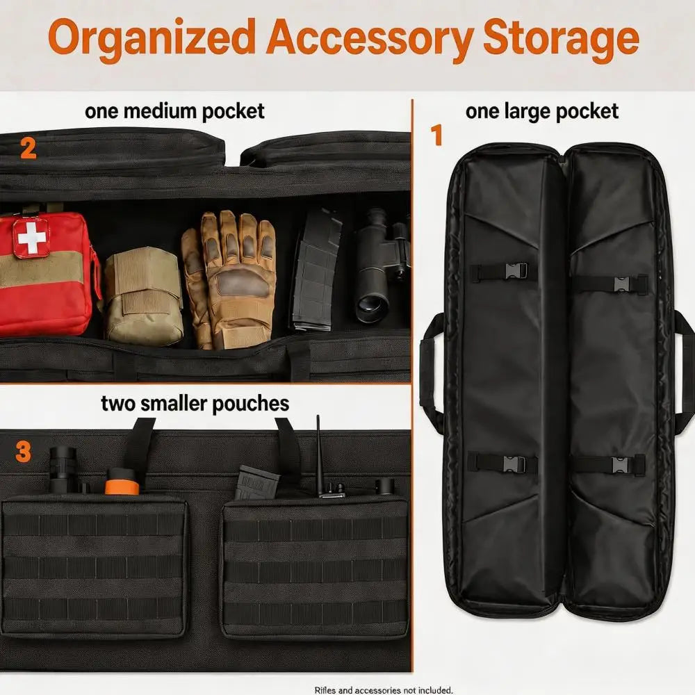 90cm/35.4in, 118cm/46.2in Tactical Double Rifle Bag | Scoped Shotgun Case, Heavy Duty Oxford, Fits AR15 Airsoft & More