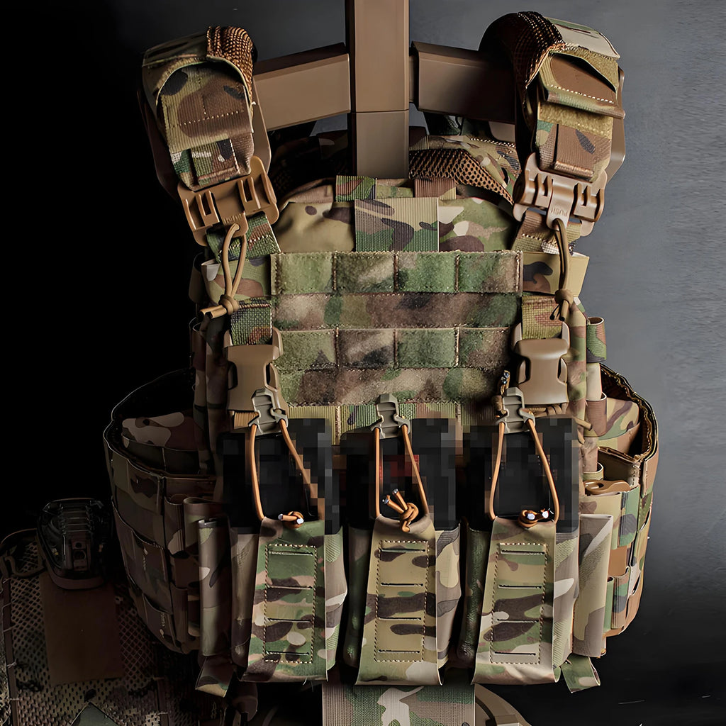 ARC Tactics Plate Carrier Vest with AR M4 Triple Mag Panel Quick-Release System & MOLLE Compatibility Combat Body Armor Carrier