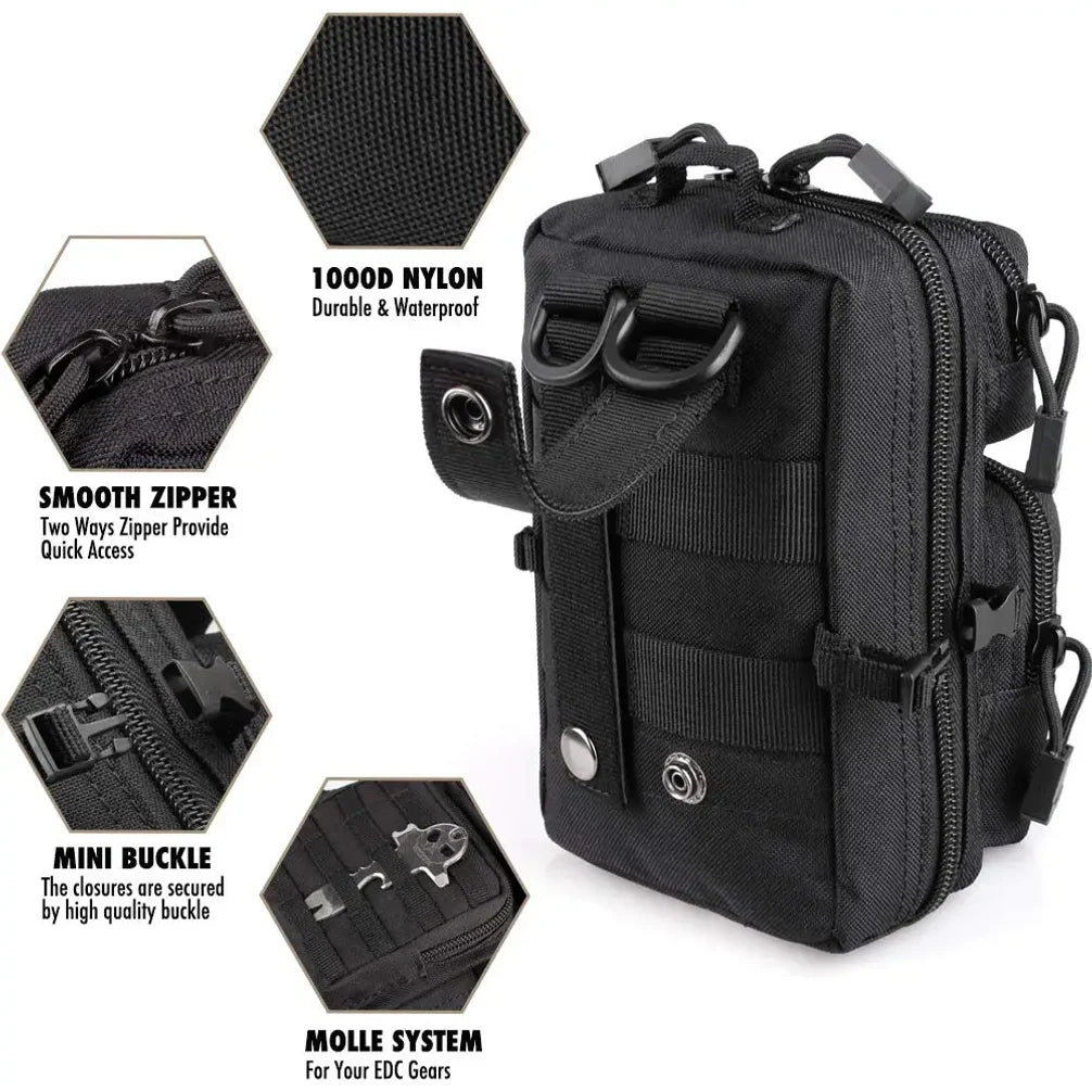 Tactical MOLLE Utility Pouch, EDC Waist Bag for Phone Tool, Mini Outdoor Pack for Hiking Camping Fishing