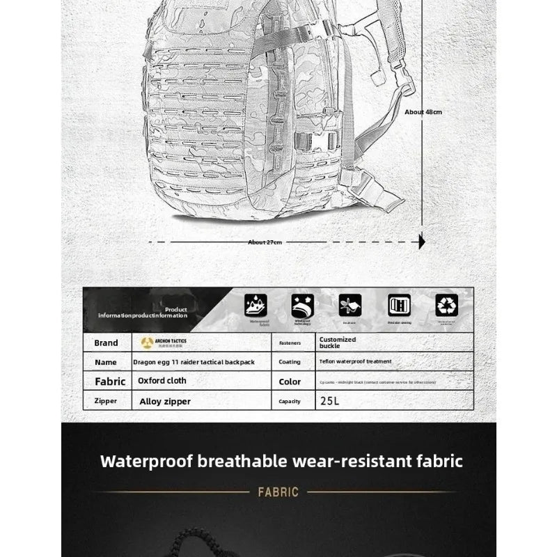 Sports Backpack Dragon Egg 2nd Generation Tactical Backpack Outdoor Hiking Backpack Assault Dual-Shoulder Breathable Bag