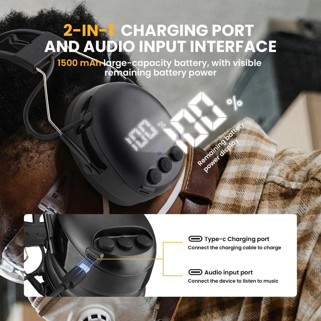 ARM NEXTBluetooth 6.0 Shooting Ear Protection Earmuff, Active Noise Canceling, Hearing Protection for Workshop,Shooting,Mowing