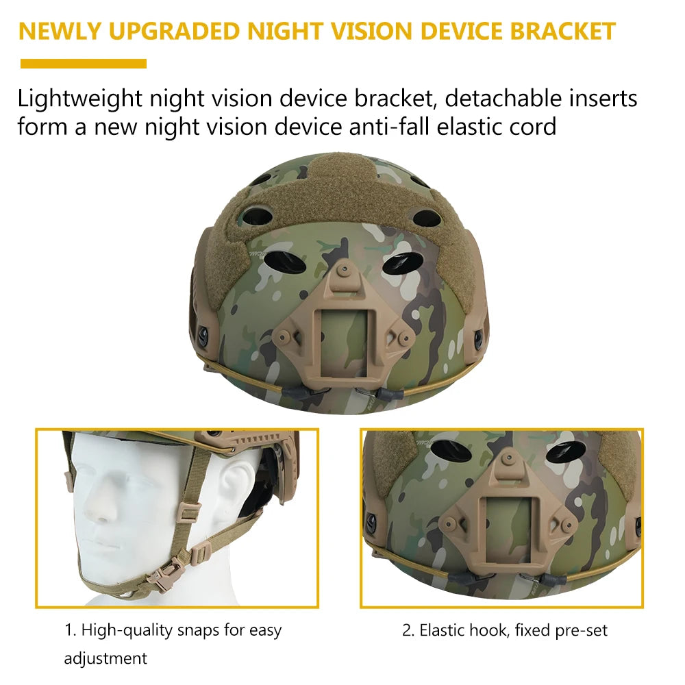 BOOIU Fast Tactical Helmets Adjustable Knob Disguise ABS Thickened Camouflage Hunting CS Military Outdoor Sports Protect Helmets