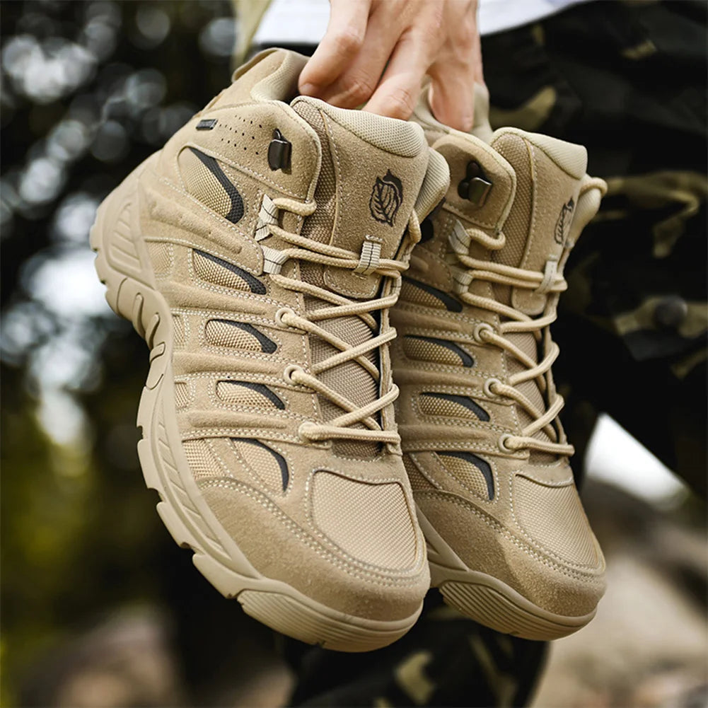 Men Hiking Boots Ankle High Shoes Non-Slip Walking Shoes Waterproof Mountaineering Shoes Outdoor Running Shoes