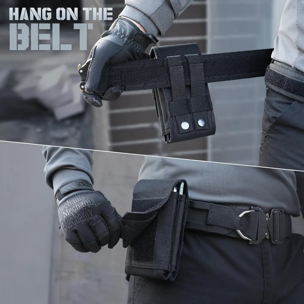 Double Layer Cell Phone Pouch Tactical Waist Bag with Embroidered Patch EDC Belt Holder Outdoor Camping