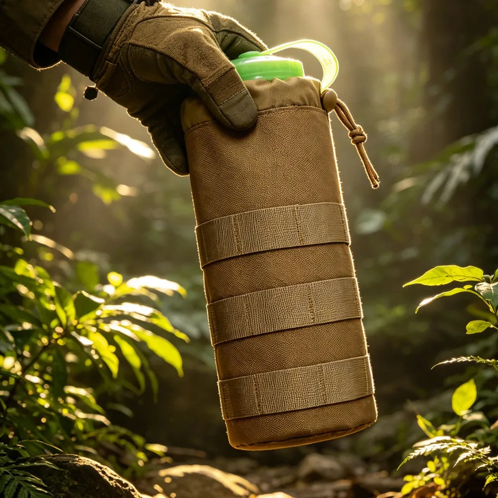 New MOLLE Tactical Water Bottle Holder 600D Nylon Drawstring Water Bottle Pouch for Outdoor Hunting Hiking Camping,6 Colors