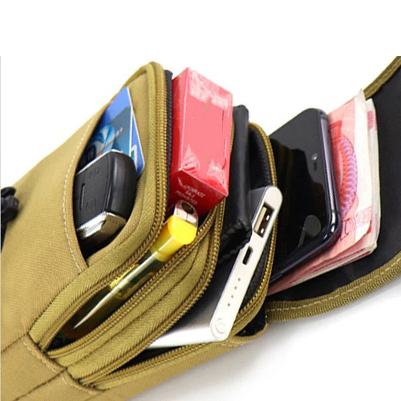 1PCS EDC Molle Bag Purse Double Layer Outdoor Waterproof  Waist Fanny Pack Men Phone Pouch Camping Hunting Tactical Waist Bag