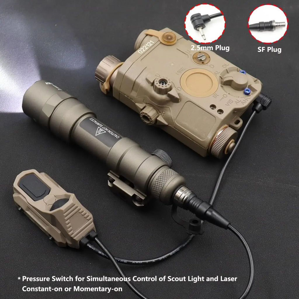 Flashlight Remote Dual Function Switch Button Tactical Airsoft Pressure Switch for PEQ-15 NGAL Laser and Tactical Flashlights