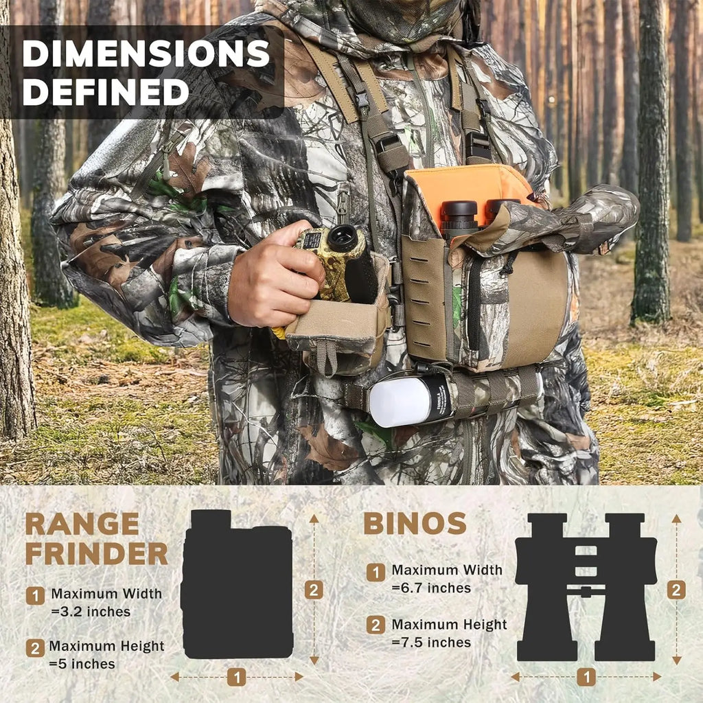 VOTAGOO Binocular Harness Case Bino Chest Pack Magnetic Closure MOLLE System Water Repellent for Hunting Outdoor