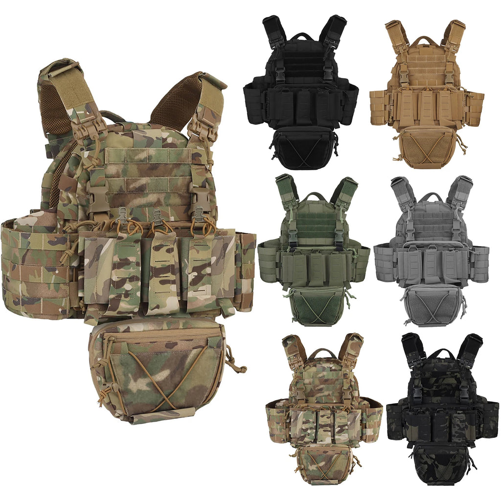 ARC Tactics Plate Carrier Vest with AR M4 Triple Mag Panel Quick-Release System & MOLLE Compatibility Combat Body Armor Carrier