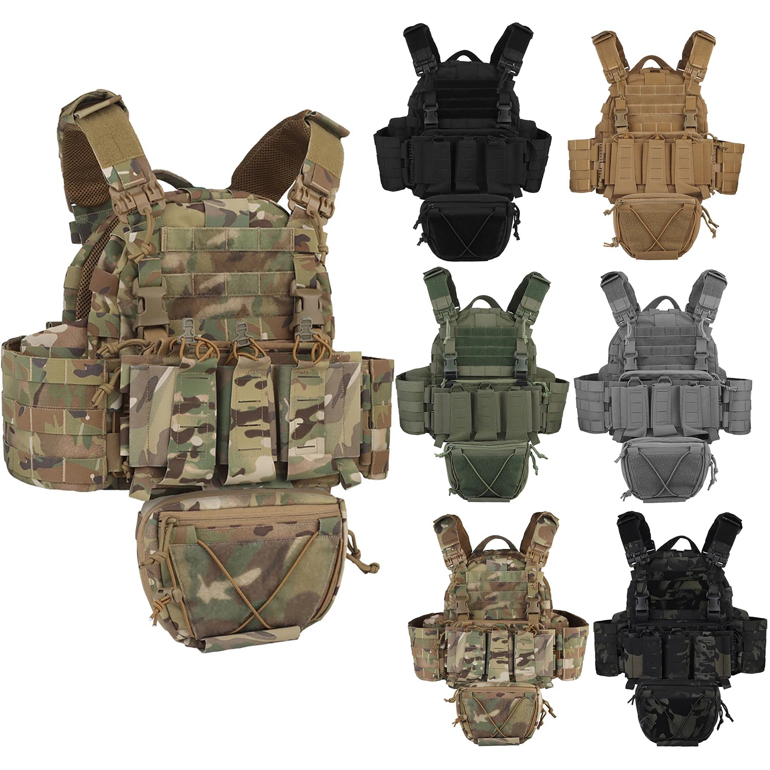 ARC Tactics Plate Carrier Vest with AR M4 Triple Mag Panel Quick-Release System & MOLLE Compatibility Combat Body Armor Carrier