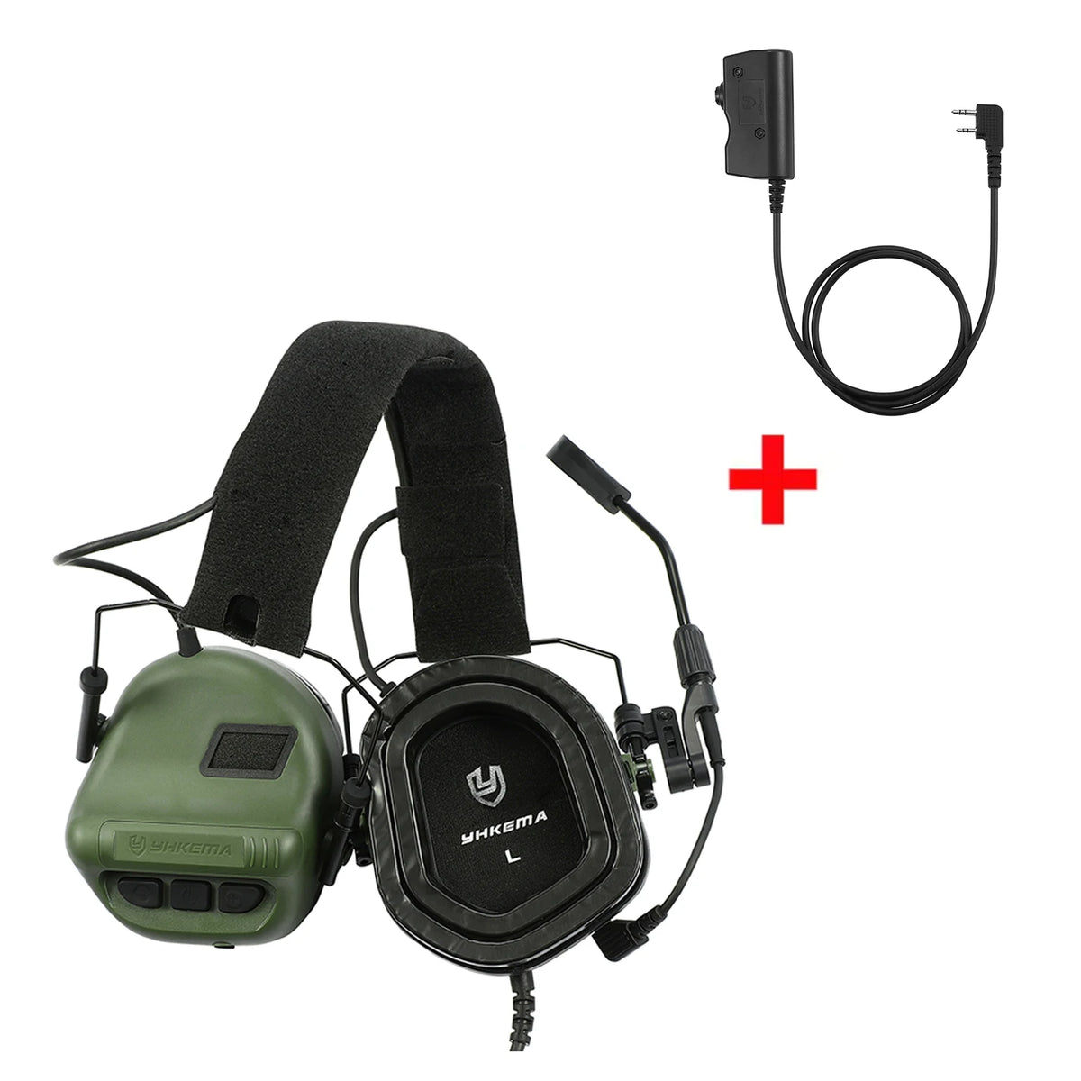 YHKEMA E70 Tactical Shooting Headset + U94 PTT for kenwood, Active Noise Canceling Earmuffs for Outdoor Shooting Hunting