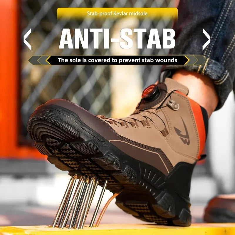 New Fashion 2025 Men Work Safety Boots Sneakers Lightweight Comfortable Anti Slip Wear-resistant Labor Shoes Male Footwear