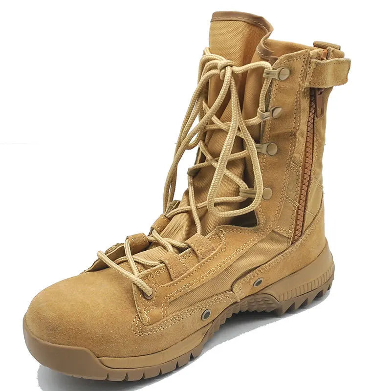 Topfight Ultra Light Sand Men Tactical Boots High Tube Women Special Forces Field Boot Outdoor Anti Slip Hiking Shoes Side Zip