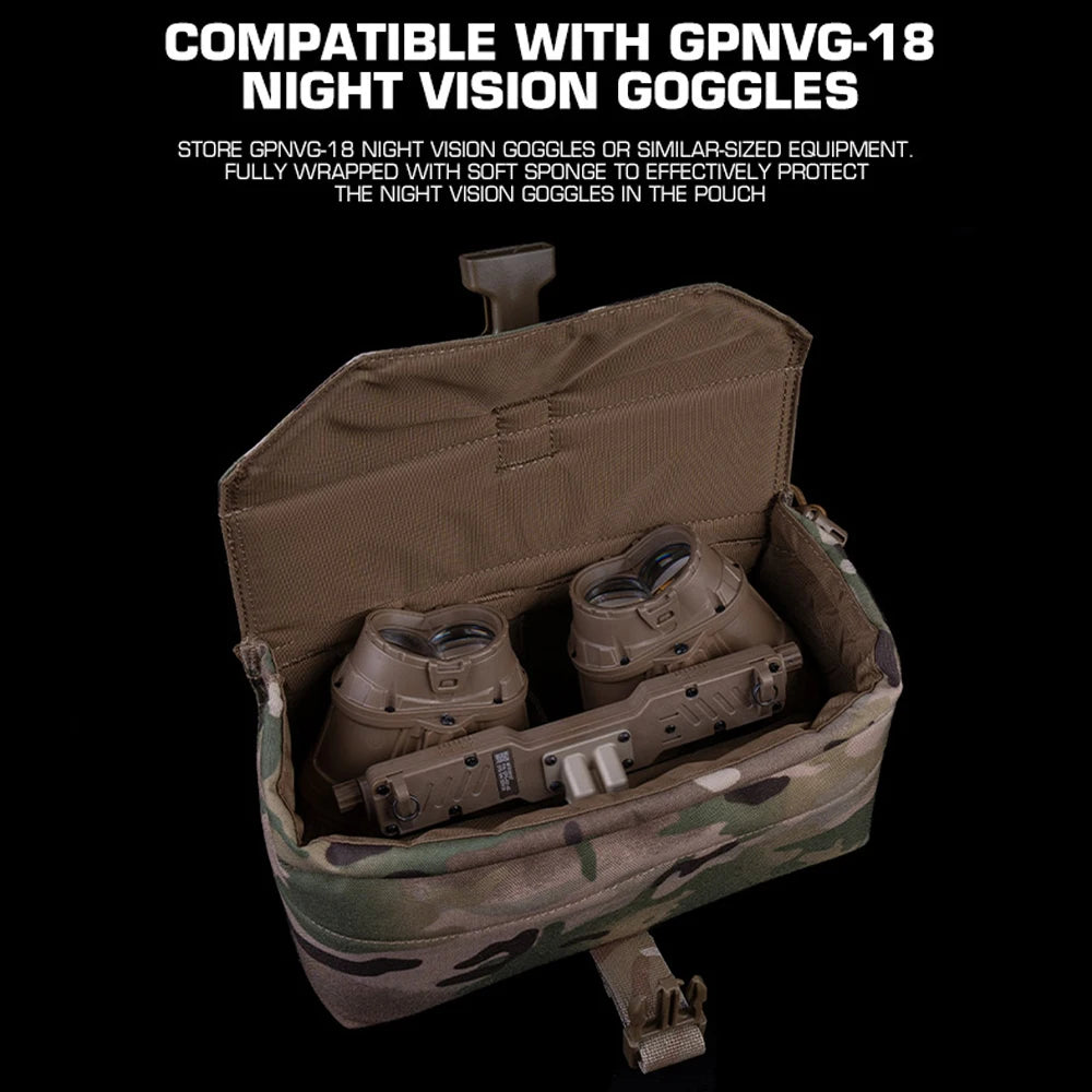 GPNVG-18 Night Vision Goggles Storage Pouch NVG Tactical Goggle Sponge Pad Shock Absorbed MOLLE Protective Bag
