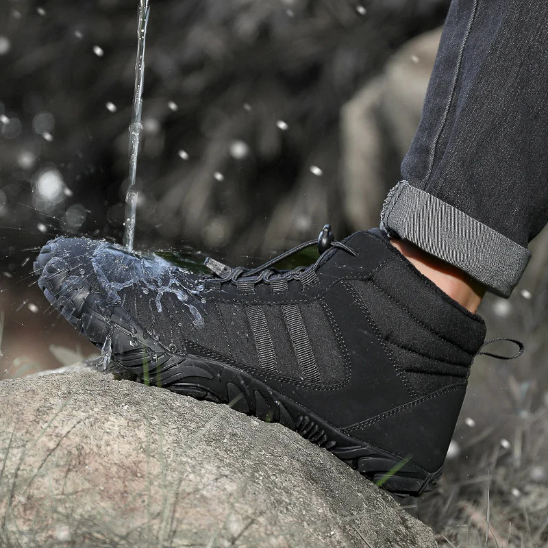 2024 Snow Boots Waterproof Men Winter Shoes Barefoot Ankle Boots Couple Snow Shoes Outdoor Hiking Shoes Fur Warm Plush Boots