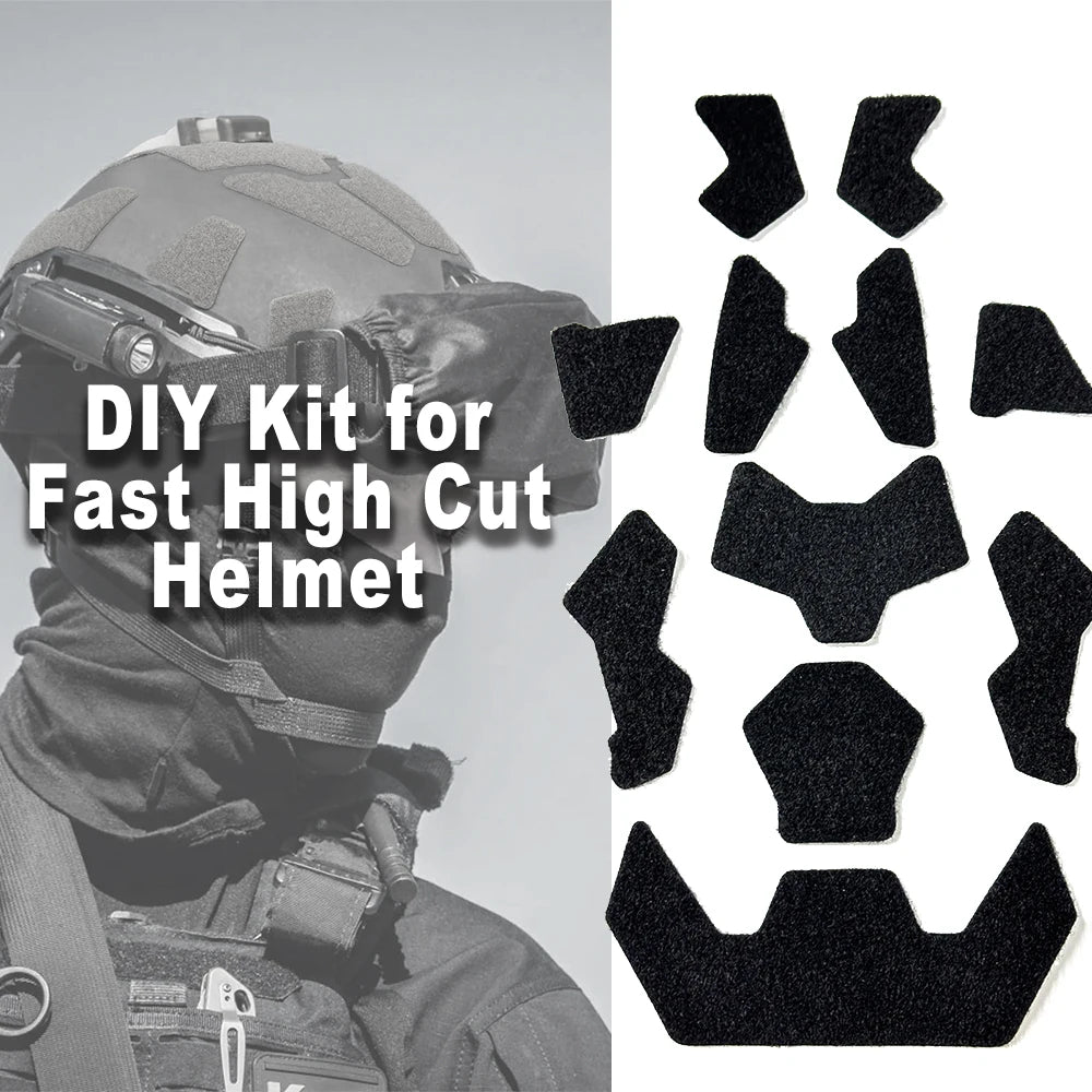 11Pcs Super High Cut Tactical FAST Helmet Magic Sticker Helmet Patches Hook Loop Fastener Kit Sticky Helmet Accessories
