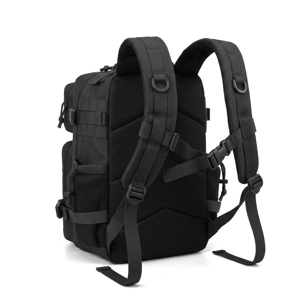 26L Tactical Travel Backpack for Men with Dual Cup Holders, MOLLE Outdoor Hiking Rucksack for Fitness Gym, Camping & Daily Commute
