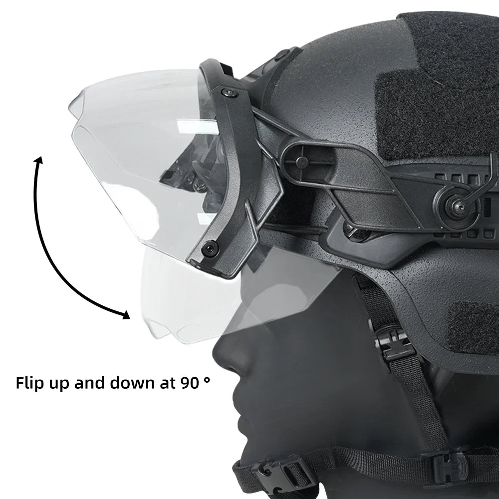 Tactical Helmet OP Goggles with Horns Detachable FAST MICH Helmet Anti Fog and Riot OP CS Adjustable Protective Goggles