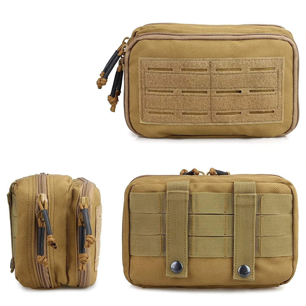 Tactical Molle Admin Pouch Horizontal Zippered Multi-Purpose Utility EDC Tool Gear Organizer Waist Bag for Outdoor Sports