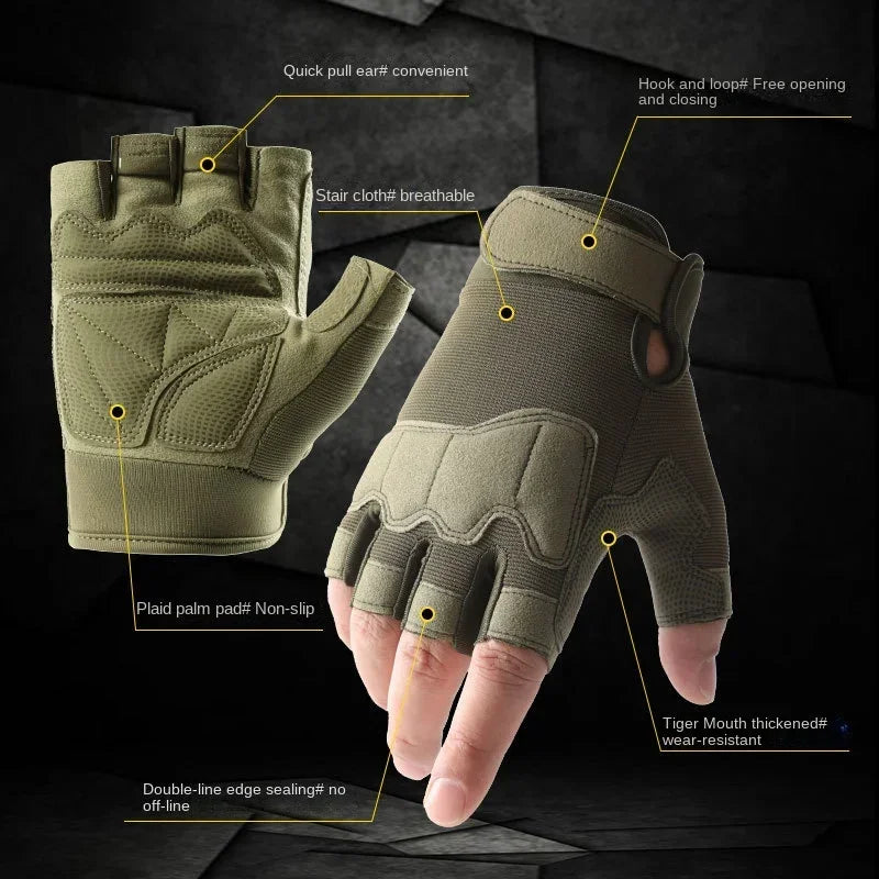 Hunting Gloves for Men and Women Half Finger Outdoor Mountaineering and Cycling Wear-resistant Breathable Riding Gloves Camping