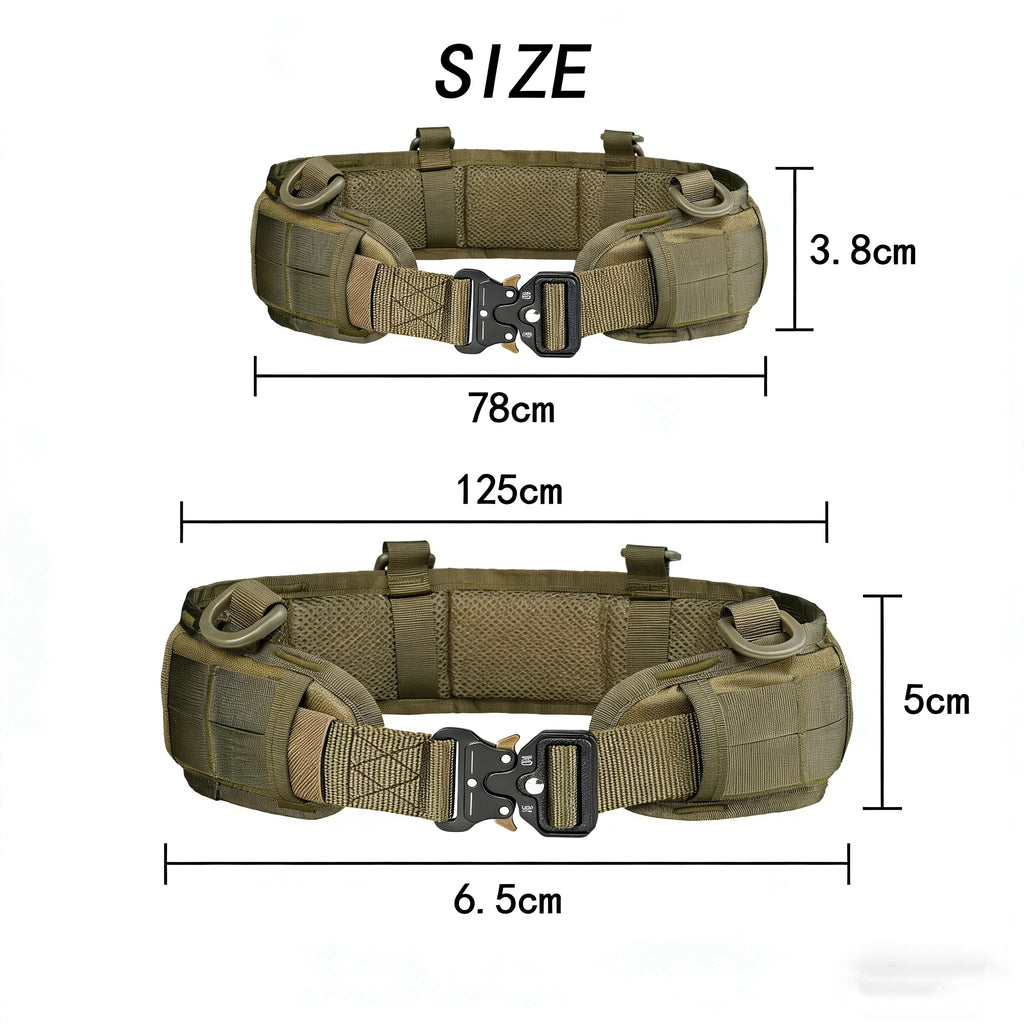Tactical Waist Belt with Detachable Pouch Quick Release Buckle Outdoor Utility Gear for Hiking Camping Fishing Military Training