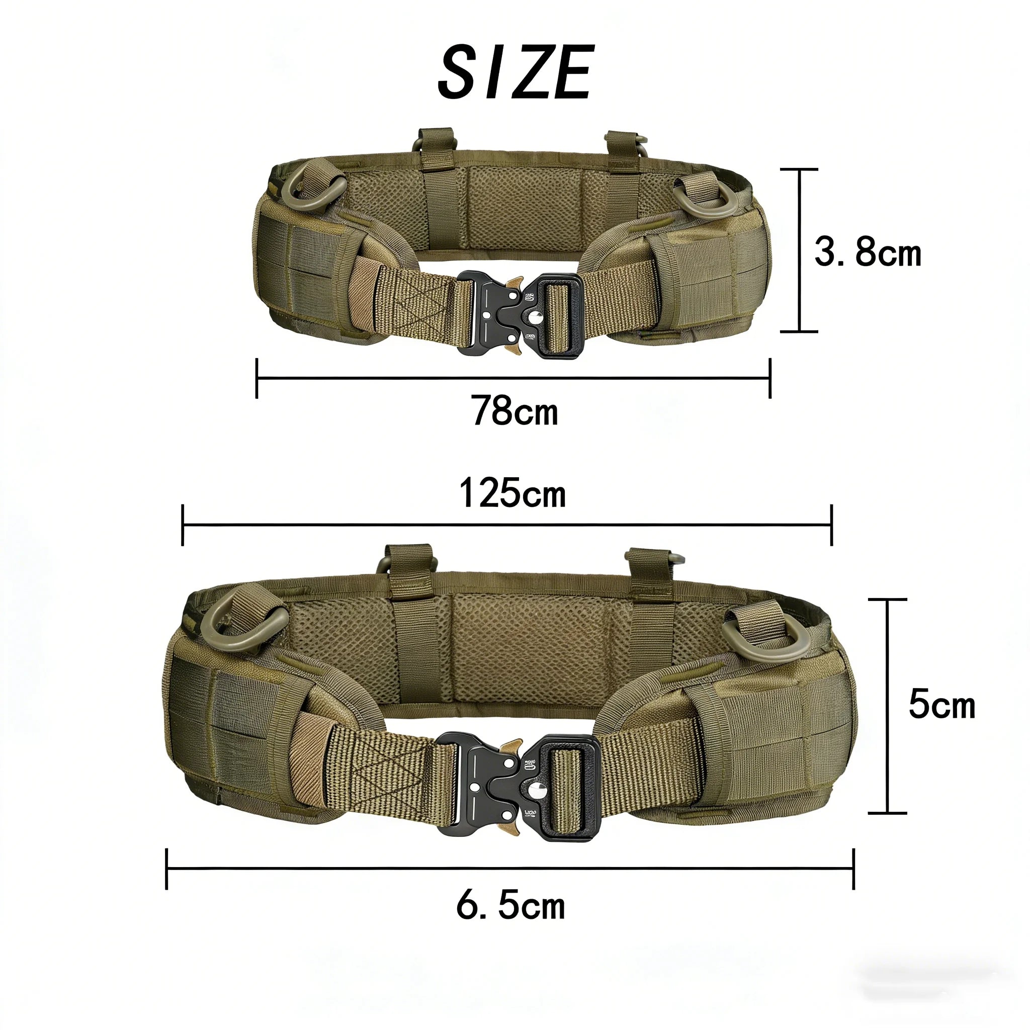 Tactical Waist Belt with Detachable Pouch Quick Release Buckle Outdoor Utility Gear for Hiking Camping Fishing Military Training