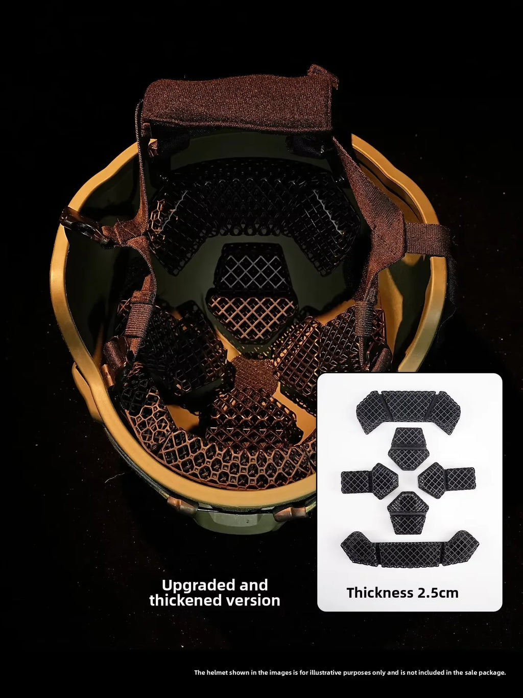 Tactical Helmet Liner Pad 3D Printed Honeycomb Polymer Cushion Breathable Shock Absorption Insert for Airsoft Hunting Outdoor