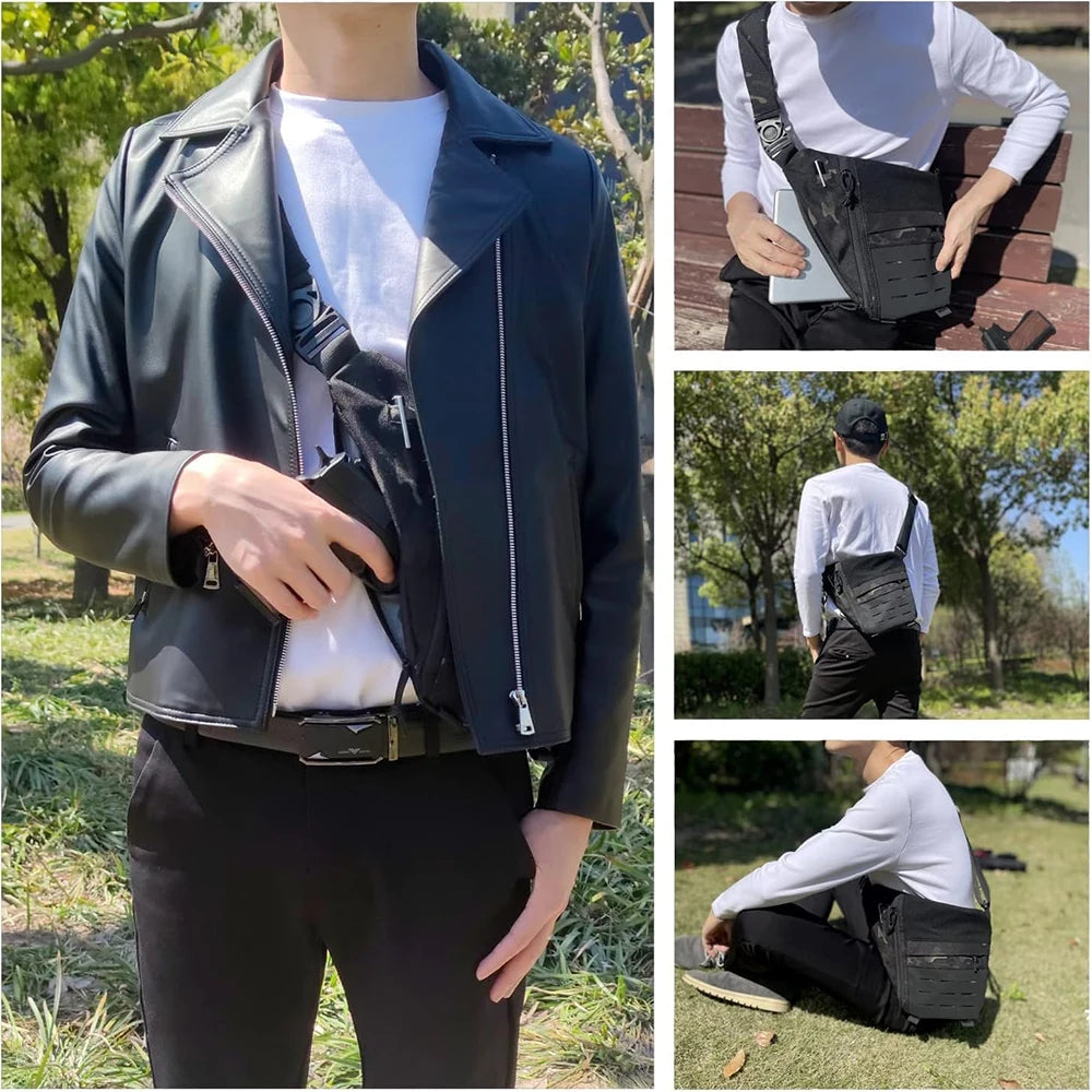 New Outdoor Crossbody Sling Bag Anti Thief Conceal Carry Handgun Bag Underarm Pocket Men Hidden Molle Combat Chest Shoulder Bags