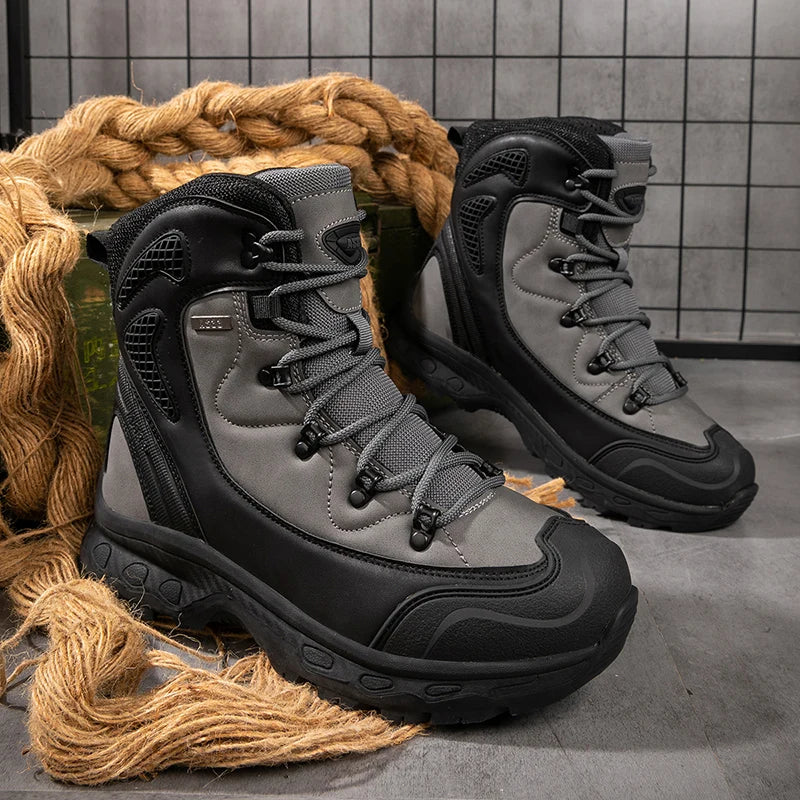 Men's Waterproof Leather Desert Boots Non-Slip Lightweight Work Safty Shoes Breathable Non-Slip Hunting Hiking Work Boots Men