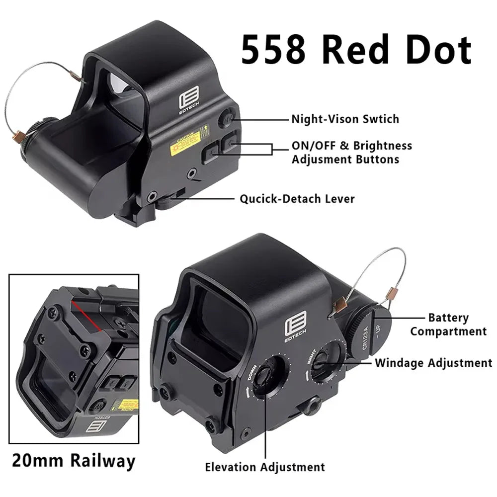 EOTECH EXPS3 XPS3 Optic Green Red Dot Holographic+3X 5X Magnifier G33 G43 G45 558 551 552 553 + Unity Fast Mount For 20mm Rail