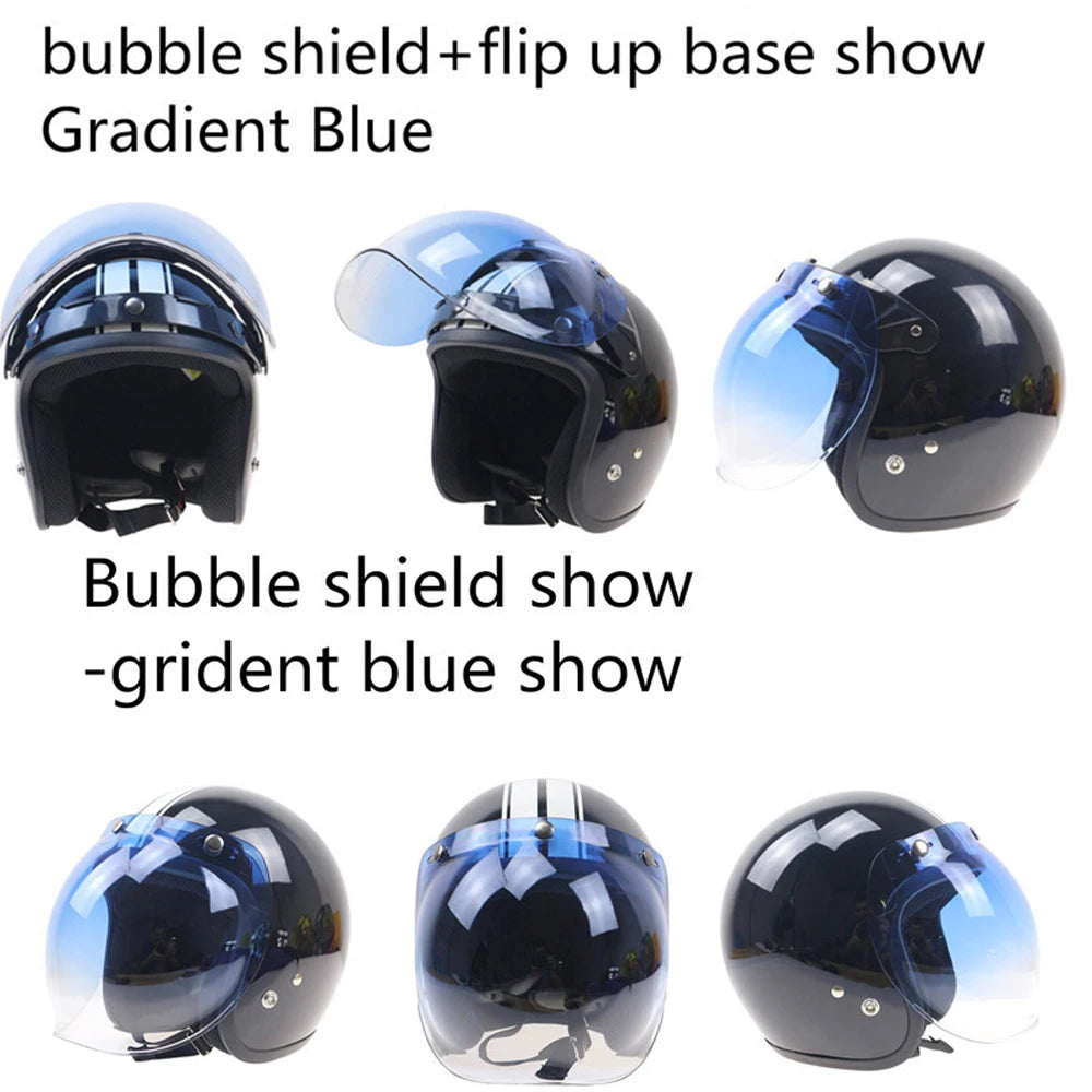 Bright High Strength Multicolor Motorcycle Helmet Bubble Visor Helmet Accessories Open Face Flip Up