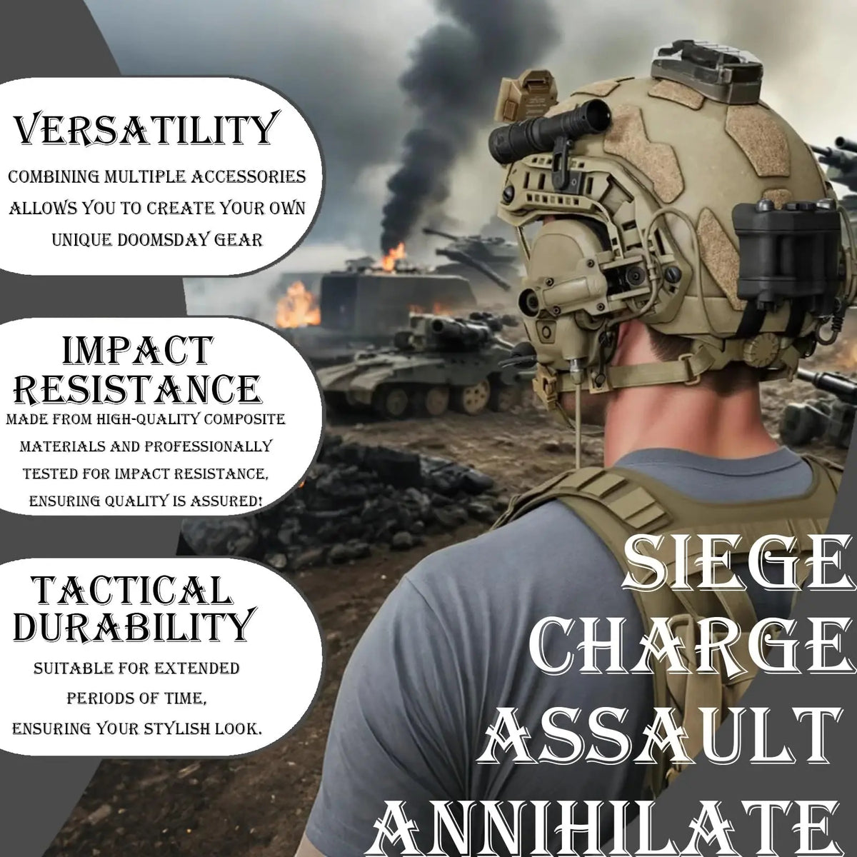 AQzxdc Tactical Helmet with Adjustable Headset Flashlight L4G24 NVG Mount for CS Airsoft Shooting Cosplay Military Tactics Gear