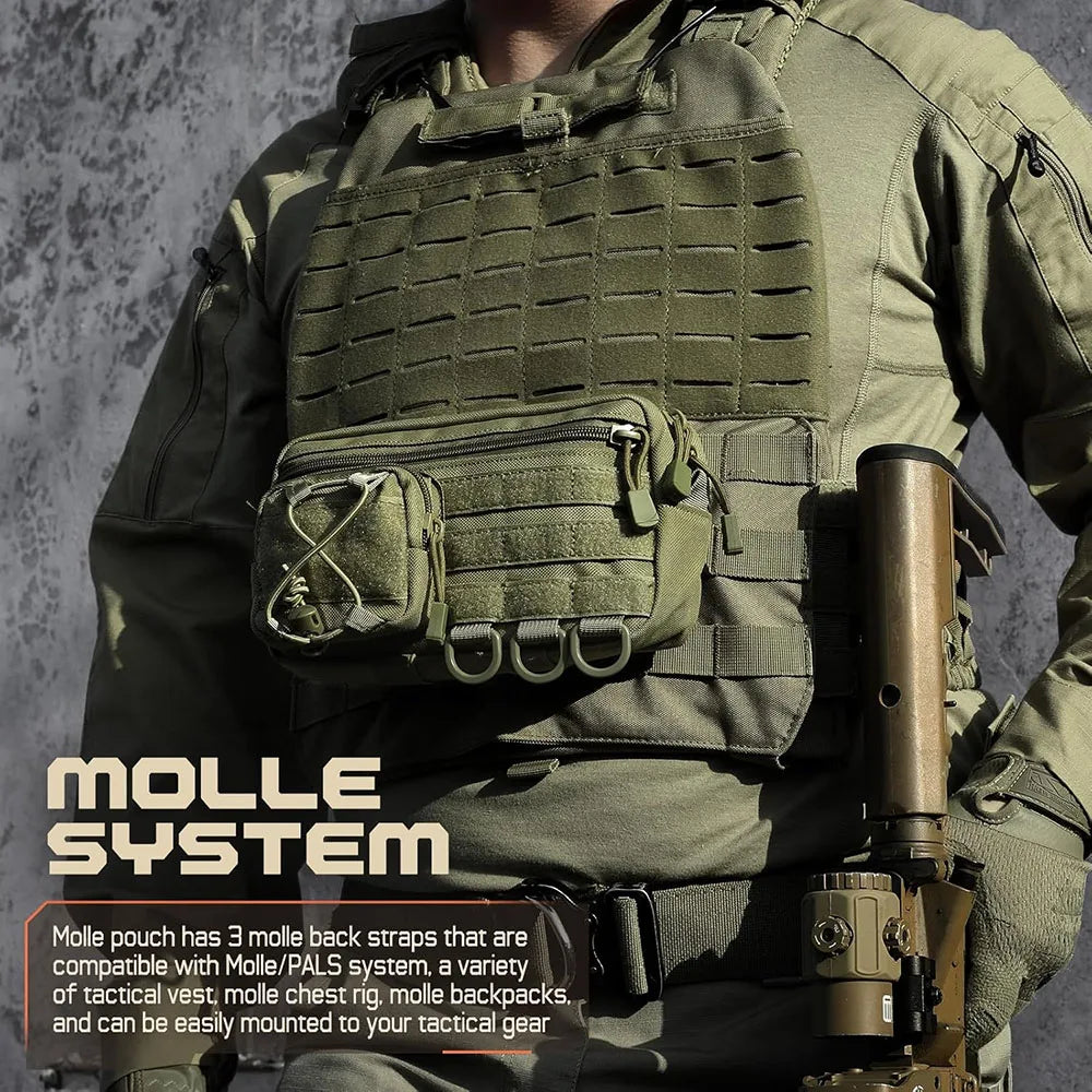 Tactical Molle Storage Bag Outdoor Sports Mobile Phone Pouch Men Belt Fanny Pack Belt Zipper Utility Waist Bag EDC Tool Pouch