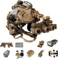 Tactical Helmet with Headset 4 in1 Upgraded Adjustable with Helmet Cover Signal Light for Airsoft Cosplay Military Tactical Gear