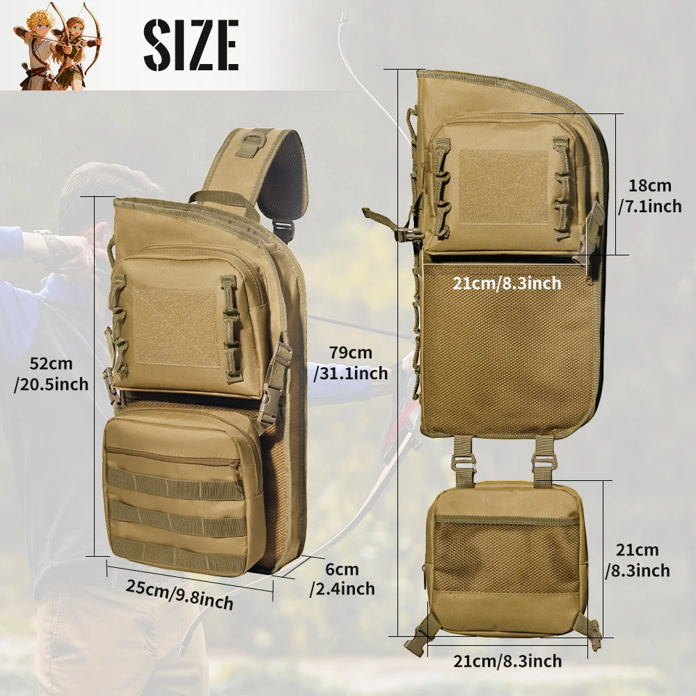 Tactical Archery Arrow Quiver Backpack Large Capacity Nylon Breathable Bag for Outdoor Hunting Hiking Target Practice