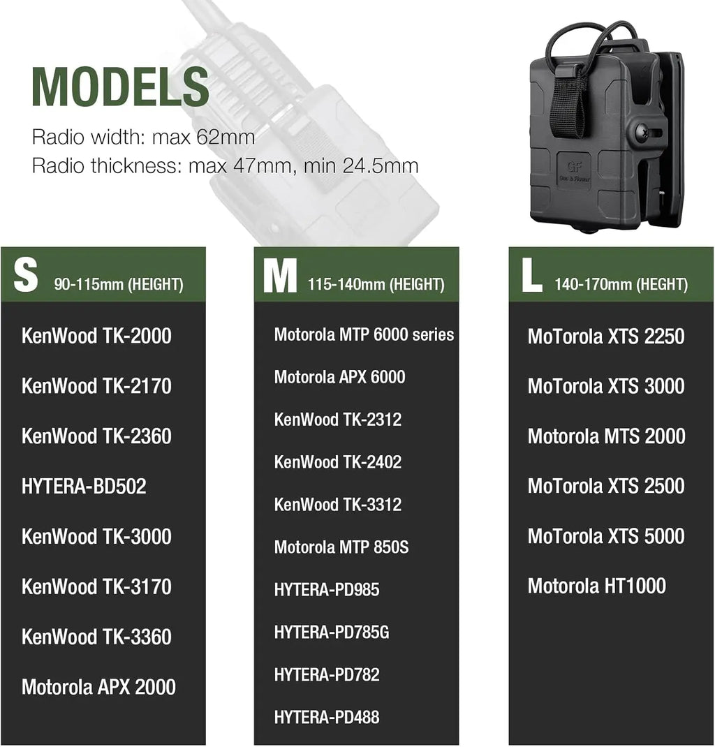 Molle – Durable Black for Radios, Secure Fit, Easy Attachment for Outdoor, Tactical, and Work Use