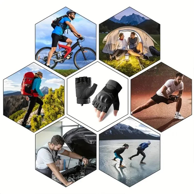 Tactical Fingerless Gloves for Motorbike Motorcycle Suitable Cycling Climbing Hiking Hunting Non-Slip,Gloves、Rock Climbing