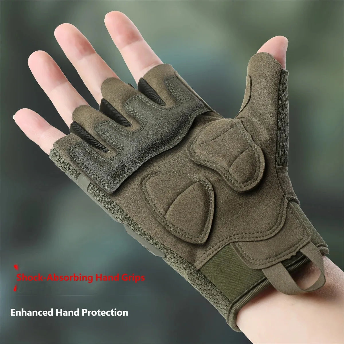 CHRLCK Men's Half Finger Cycling Tactics Gloves Wear-resistant Motorcycle Gloves Anti-Scratch Riding Fishing Training Gloves