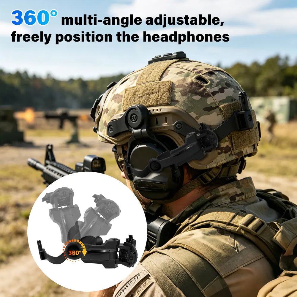 Tactical Headset Holder Fast Helmet Rail Mount Adapter Multi-Angle Rotation Pickup Headphone Bracket OPS CORE ARC/Wendy