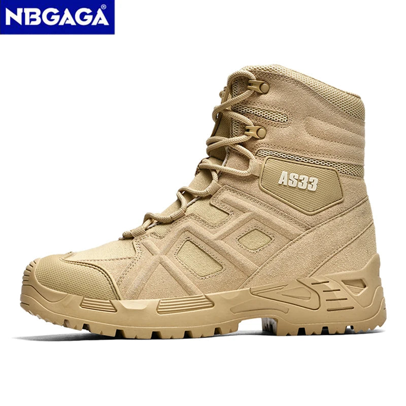 Outdoor Men's Tactics Combat Training Boots Anti Slip and Wear-resistant Off-Road Sports Hiking Shoes Fishing Hunting Sneakers