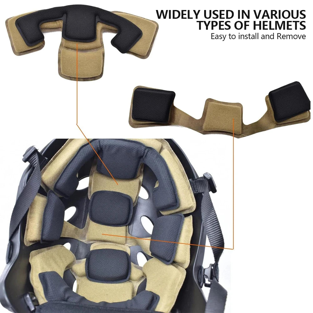 Tactical Airsoft Helmet Padding Kit Replacement Helmet Liner System Protective Cushion Mat fit Fast MICH ACH Helmet