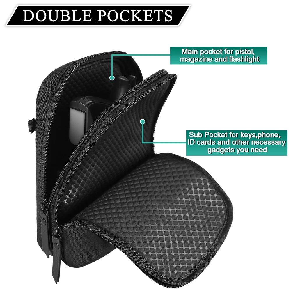 Concealed Carry Gun Bag Soft Sling Shoulder Bag Pistol Case Fanny Pack Waist Belt Firearms Bag with Holster for Handgun Pistol