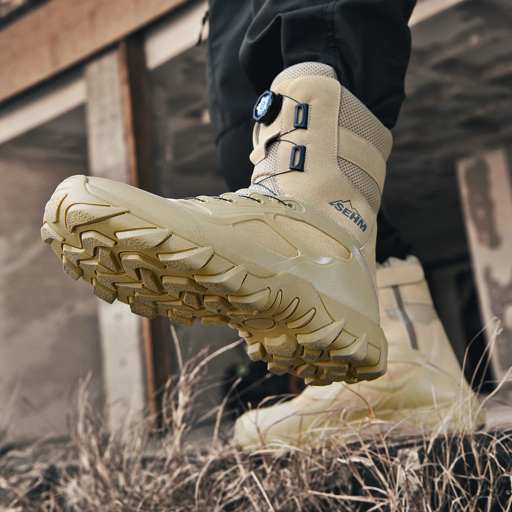 Men's Outdoor Hiking Boots Thick-Soled Non-Slip Lace-Free Outdoor Boots, Men's Hiking and Trekking Boots