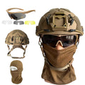 Military Tactical Helmet Set - Multi-Lens Goggles & Full Face Mask, Riot Airsoft CS Protective Gear for Outdoor Sports