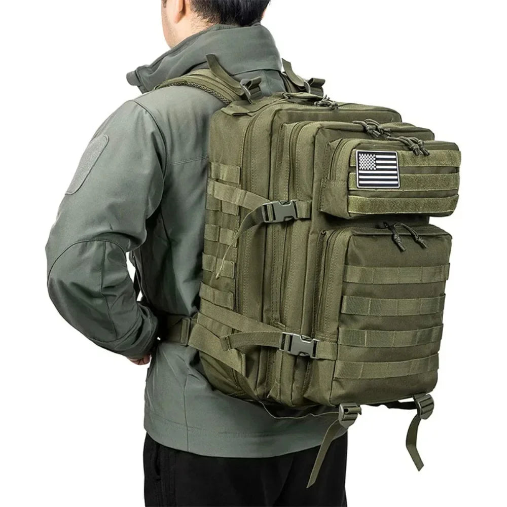 A 80L Tactical Backpack Outdoor Bag for Fitness MOLLE Backpack GYM For People EDC Hiking Survival Rucksack Witch Bottle Holder