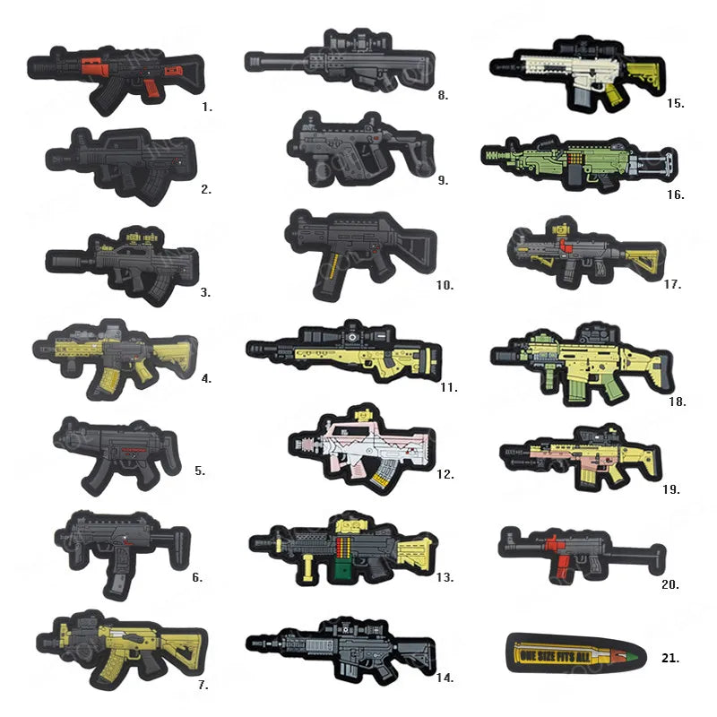 3D PVC Rubber Gun Patch AK47 Hook Patches Embroidered Target Shooting Therapy Decorative Appliqued For Clothing Backpack