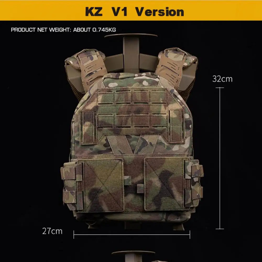 KZ V1 V2 Modular Plate Carrier Vest Built-in 6PCS Side Pouch Come with Rifle 5.56 Submachine 9mm Triple Magazine Pouch Panel