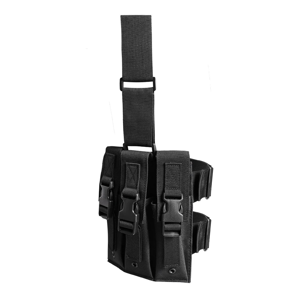 Tactical Hunting Airsoft Quick Release MP5 Magazine pouch Drop Leg Triple Mag Pouch Holder MOLLE Mag Pouch Cartridge Clip Pouch