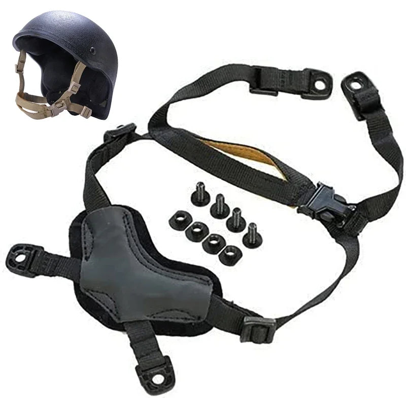 Helmet Chin Strap 4 Points for Tactical Fast/MICH/IBH Kevlar Bump Helmets X-Nape Suspension System with Bolts and Screws